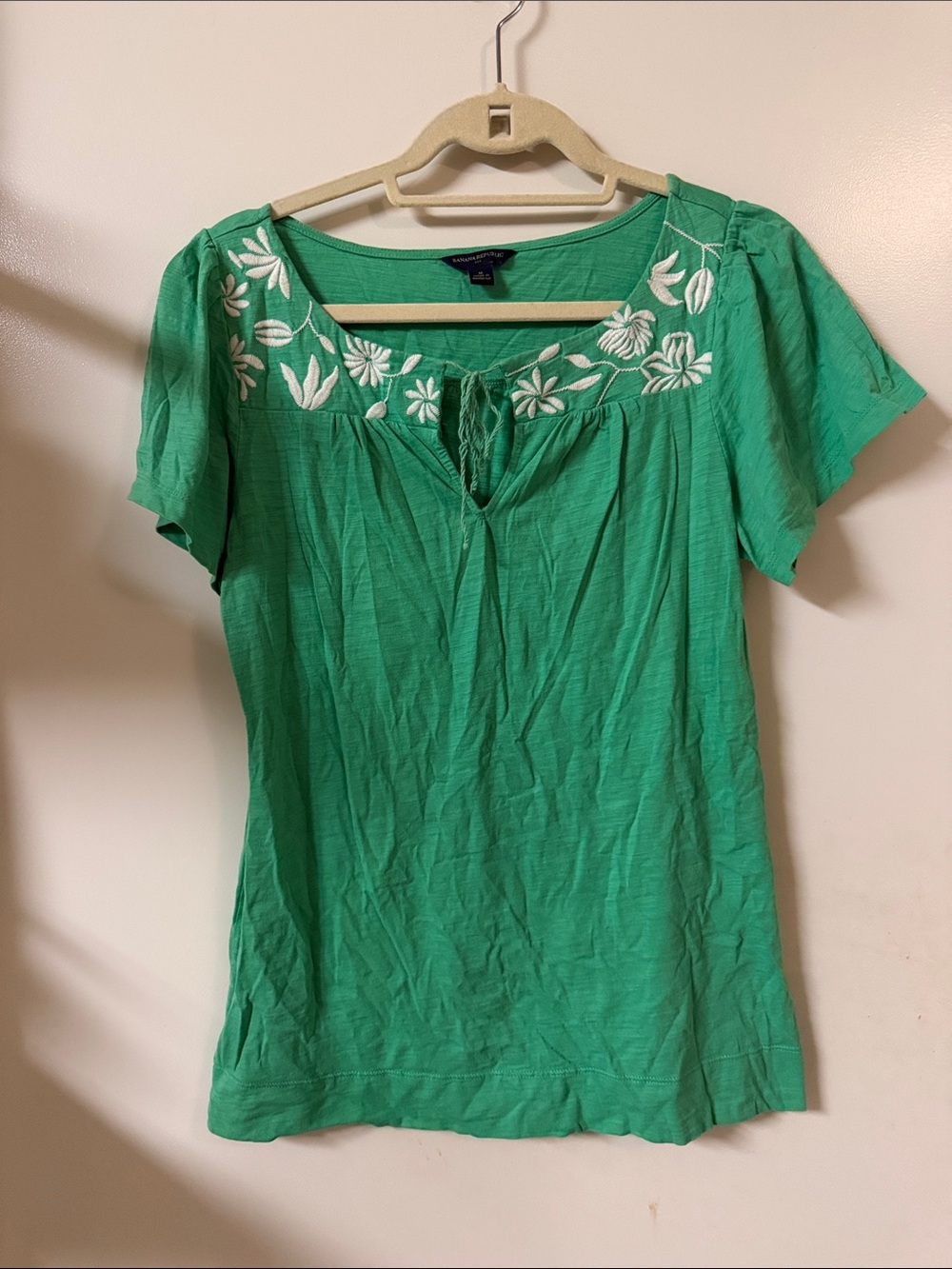 Banana Republic Green Embroidered Top - Women